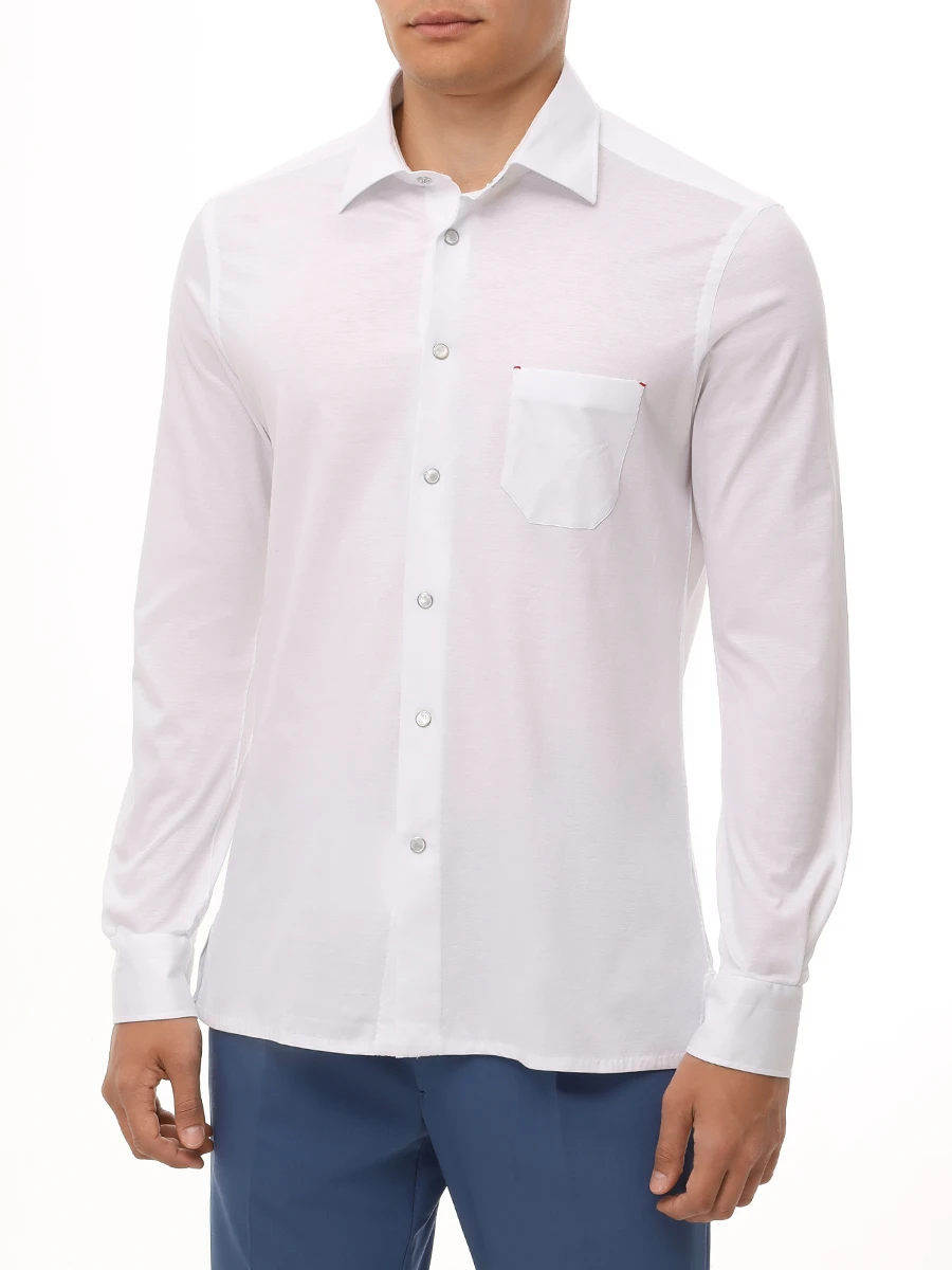 Рубашка Slim Fit хлопковая KITON UMCNERPK06R491200 Белый  Фото 4