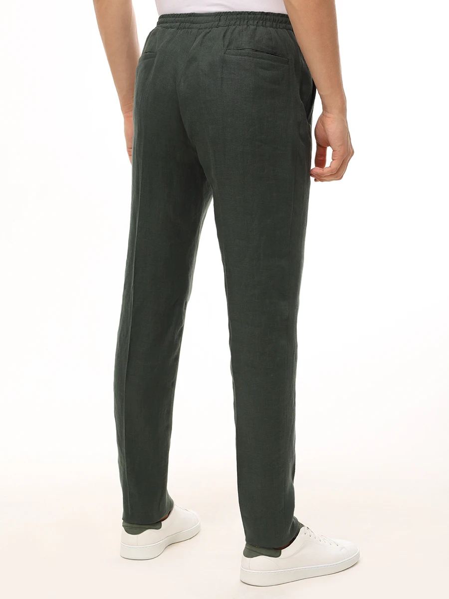 Брюки льняные KITON UPN01H0928611001 Зеленый  Фото 3