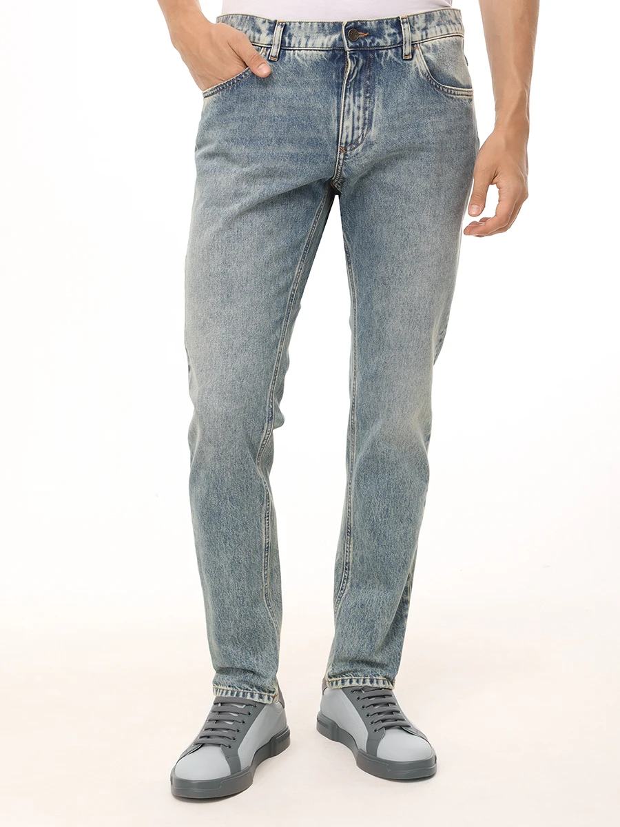 Джинсы Regular Fit хлопковые DOLCE & GABBANA GYJCCD G8ME5 S9001 Голубой  Фото 4