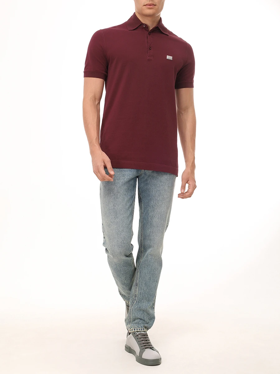 Поло хлопковое DOLCE & GABBANA G8SN1T FU7EN F0130 Бордовый  Фото 2