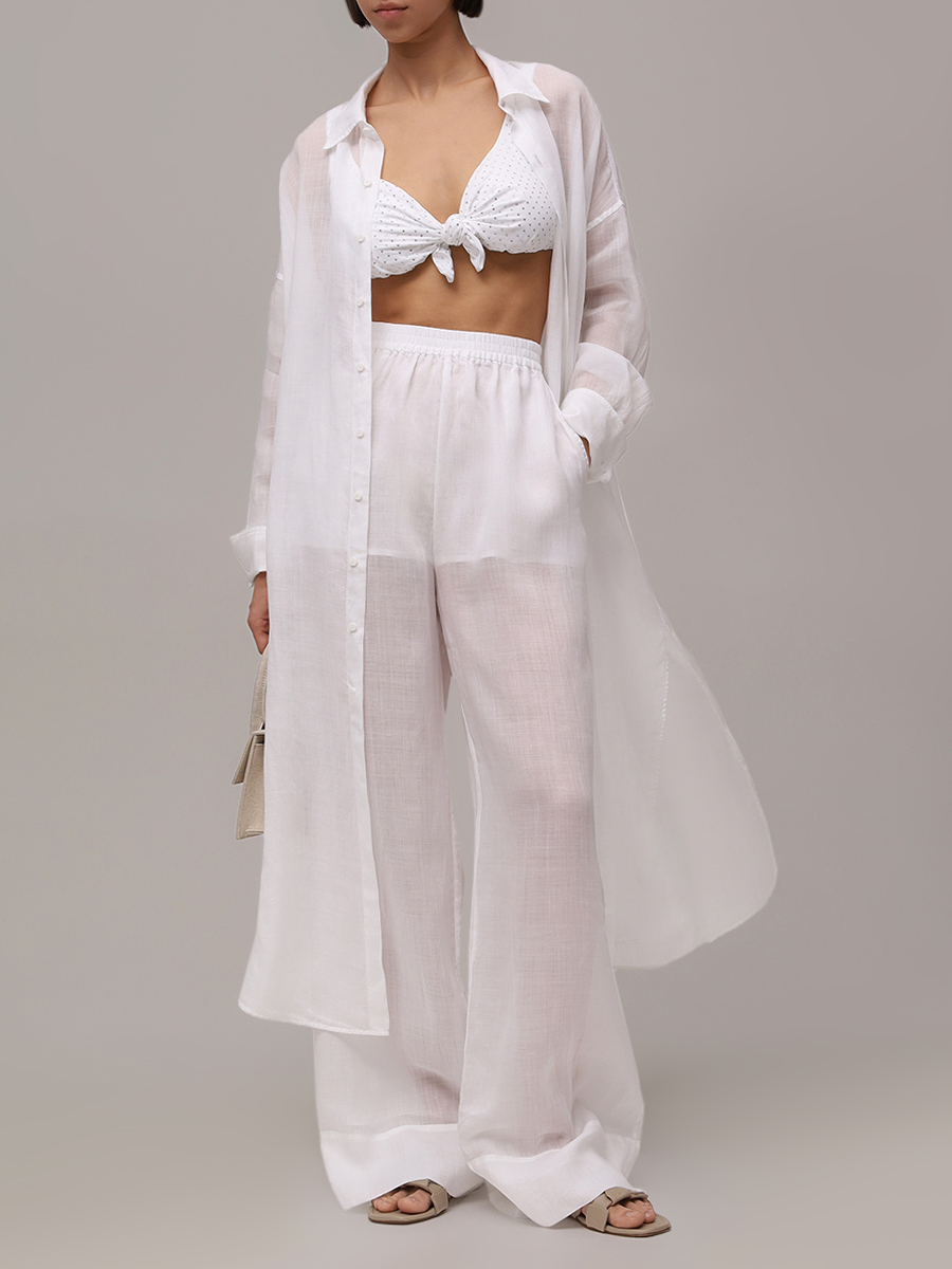 Брюки из рами FISICO FN59N0 Белый  Фото 3