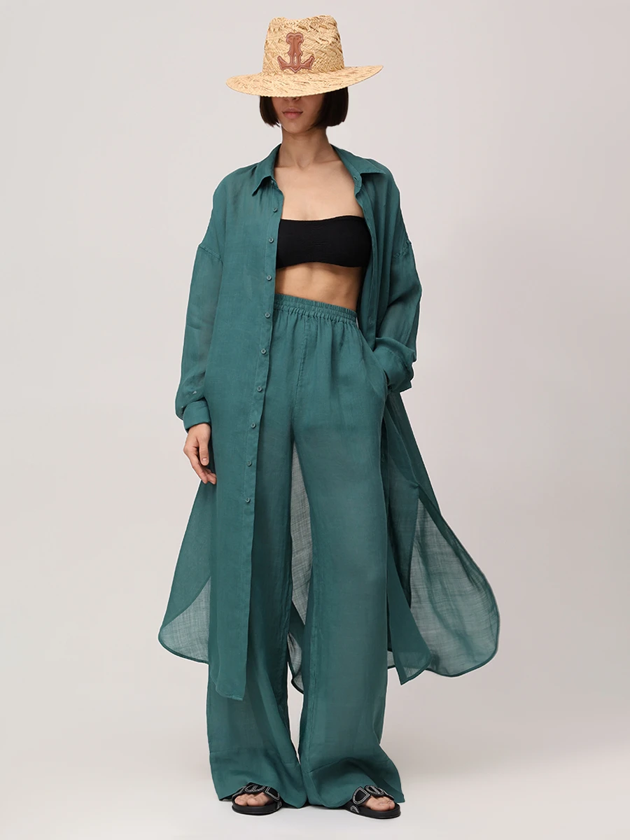 Брюки из рами FISICO FN59N0 Зеленый  Фото 3