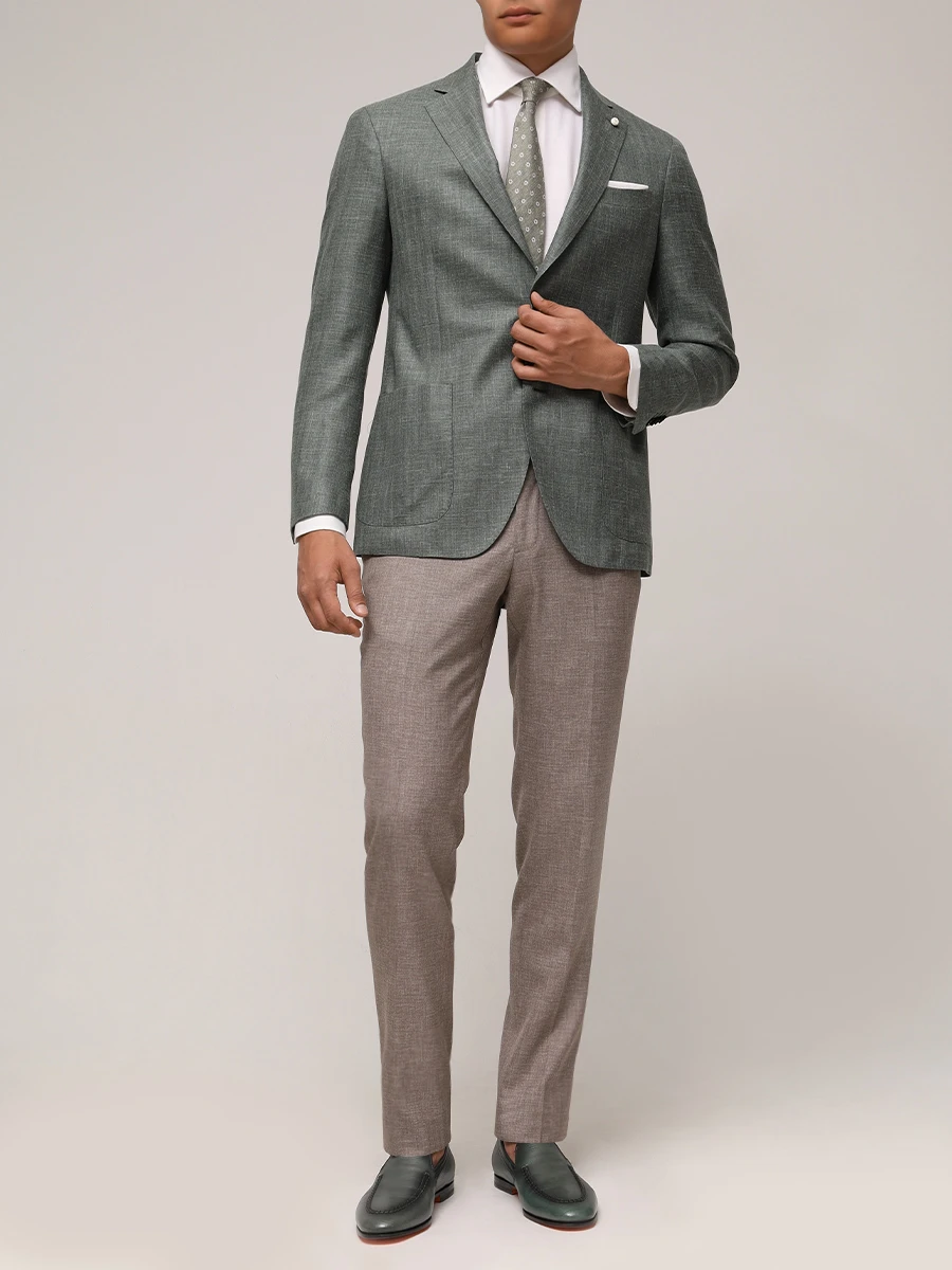 Пиджак из шелка и шерсти LUBIAM 52039/3/2403 Темно- Зеленый  Фото 2