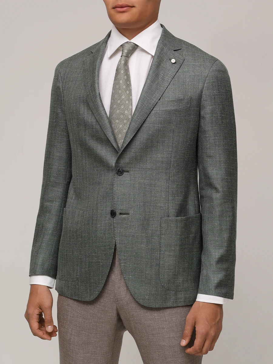 Пиджак из шелка и шерсти LUBIAM 52039/3/2403 Темно- Зеленый  Фото 4