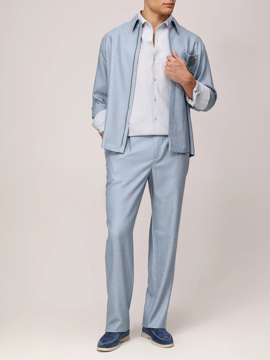 Рубашка Regular Fit из хлопка и шелка AGNONA TD07U1U-N-U2084U A07 Голубой  Фото 2