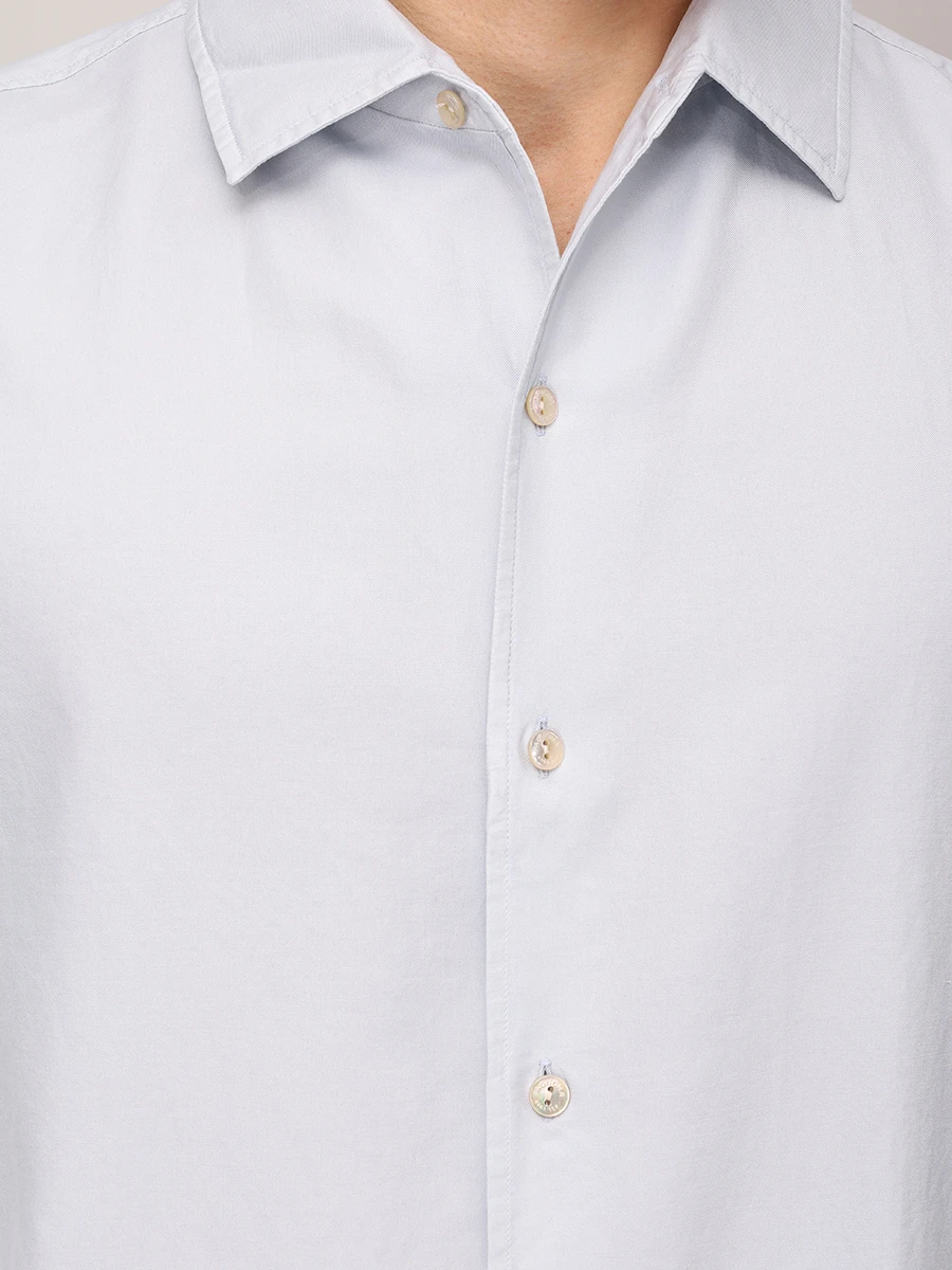 Рубашка Regular Fit из хлопка и шелка AGNONA TD07U1U-N-U2084U A07 Голубой  Фото 5