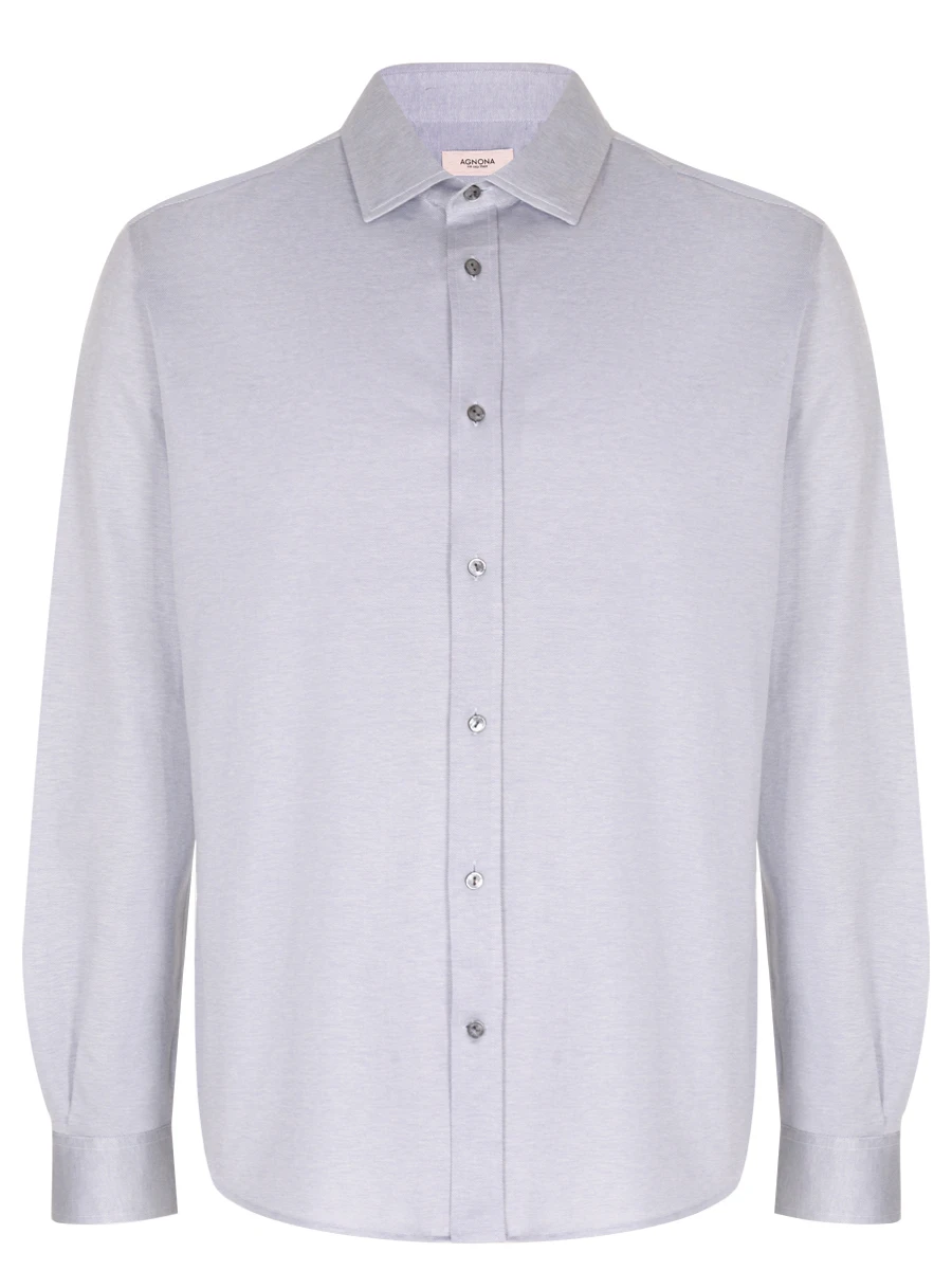 Рубашка Regular Fit из хлопка и шелка AGNONA TD09U2U-Y-Y2071U A35 Светло- Серый 