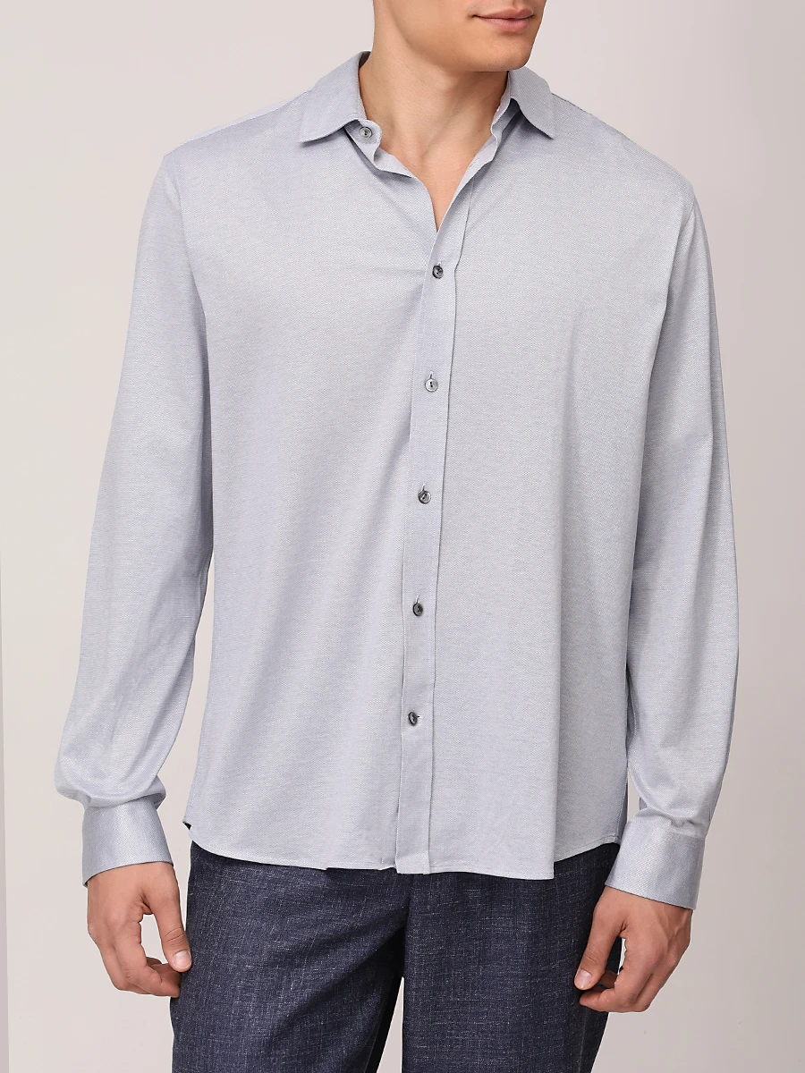Рубашка Regular Fit из хлопка и шелка AGNONA TD09U2U-Y-Y2071U A35 Светло- Серый  Фото 4