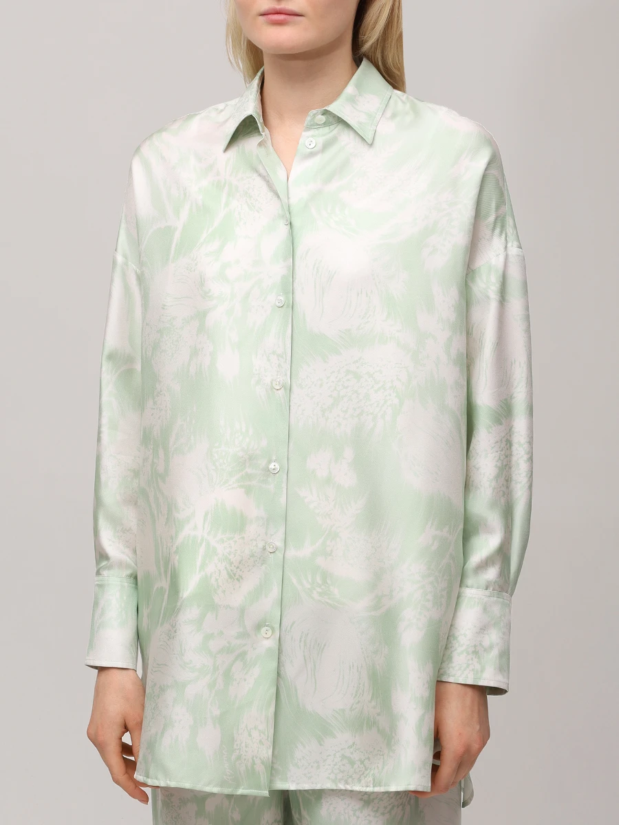 Рубашка шелковая AGNONA TD0901-Y-S4051 942 Зеленый  Фото 4