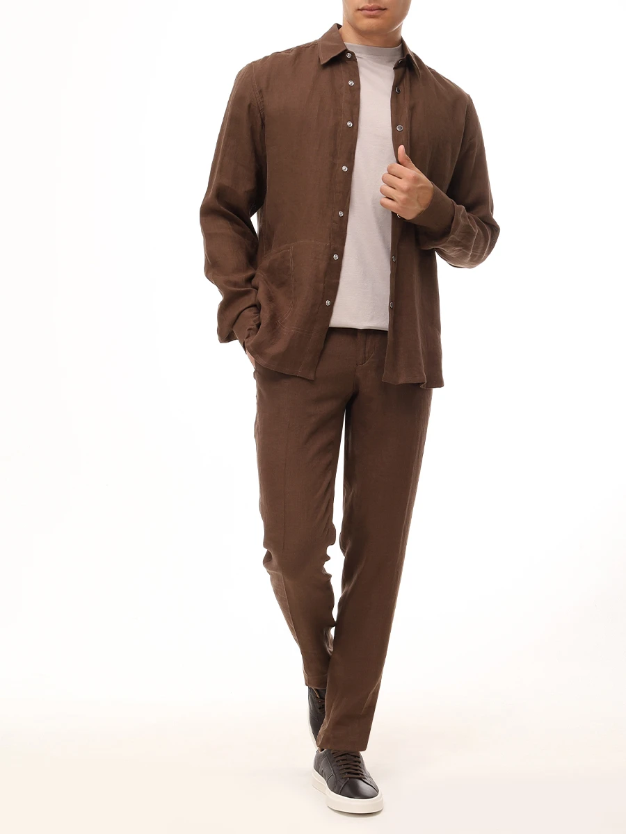 Костюм льняной KITON UMCBUBAH092861600/UPN01H0928616001 Коричневый  Фото 2