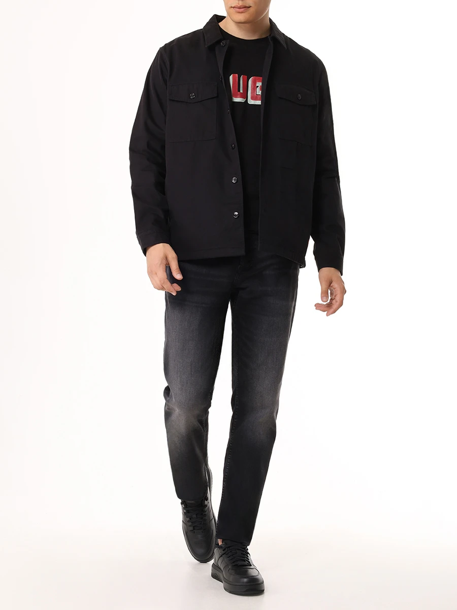 Рубашка Regular Fit хлопковая HUGO 50468744/001 Черный  Фото 2