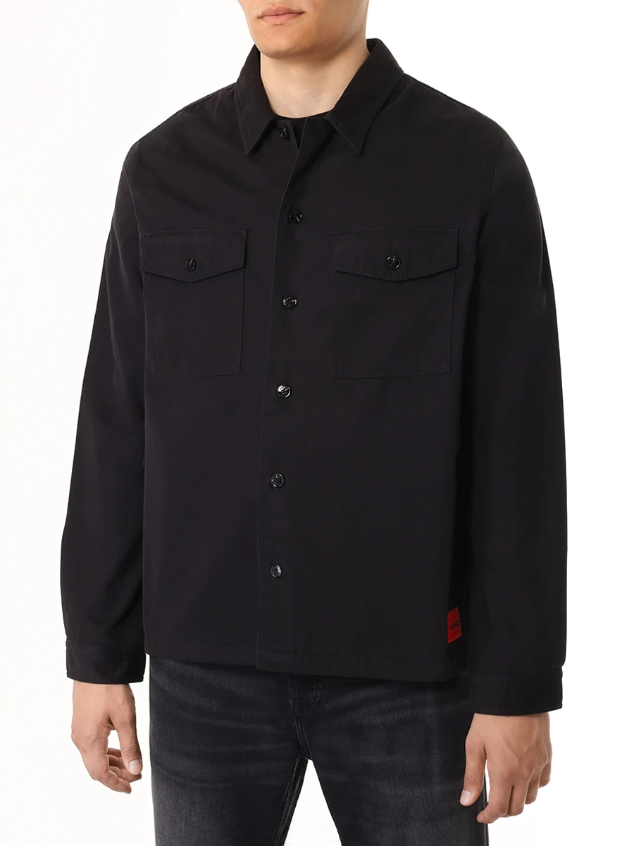 Рубашка Regular Fit хлопковая HUGO 50468744/001 Черный  Фото 4
