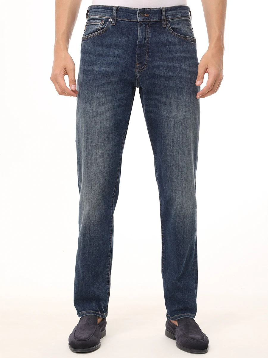 Джинсы Regular Fit хлопковые BOSS 50532533/422 Голубой  Фото 4