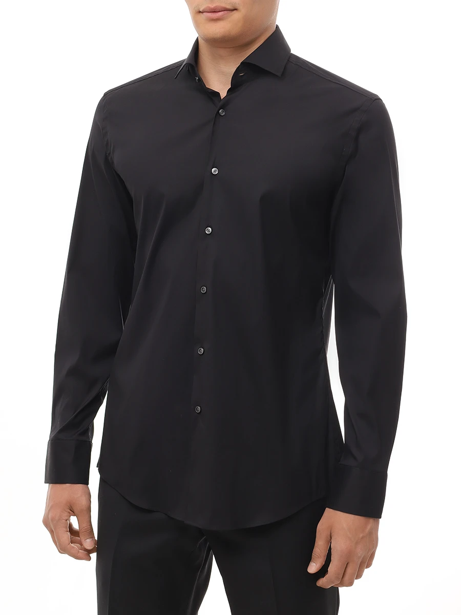 Рубашка Slim Fit хлопковая BOSS 50479915/001 Черный  Фото 4