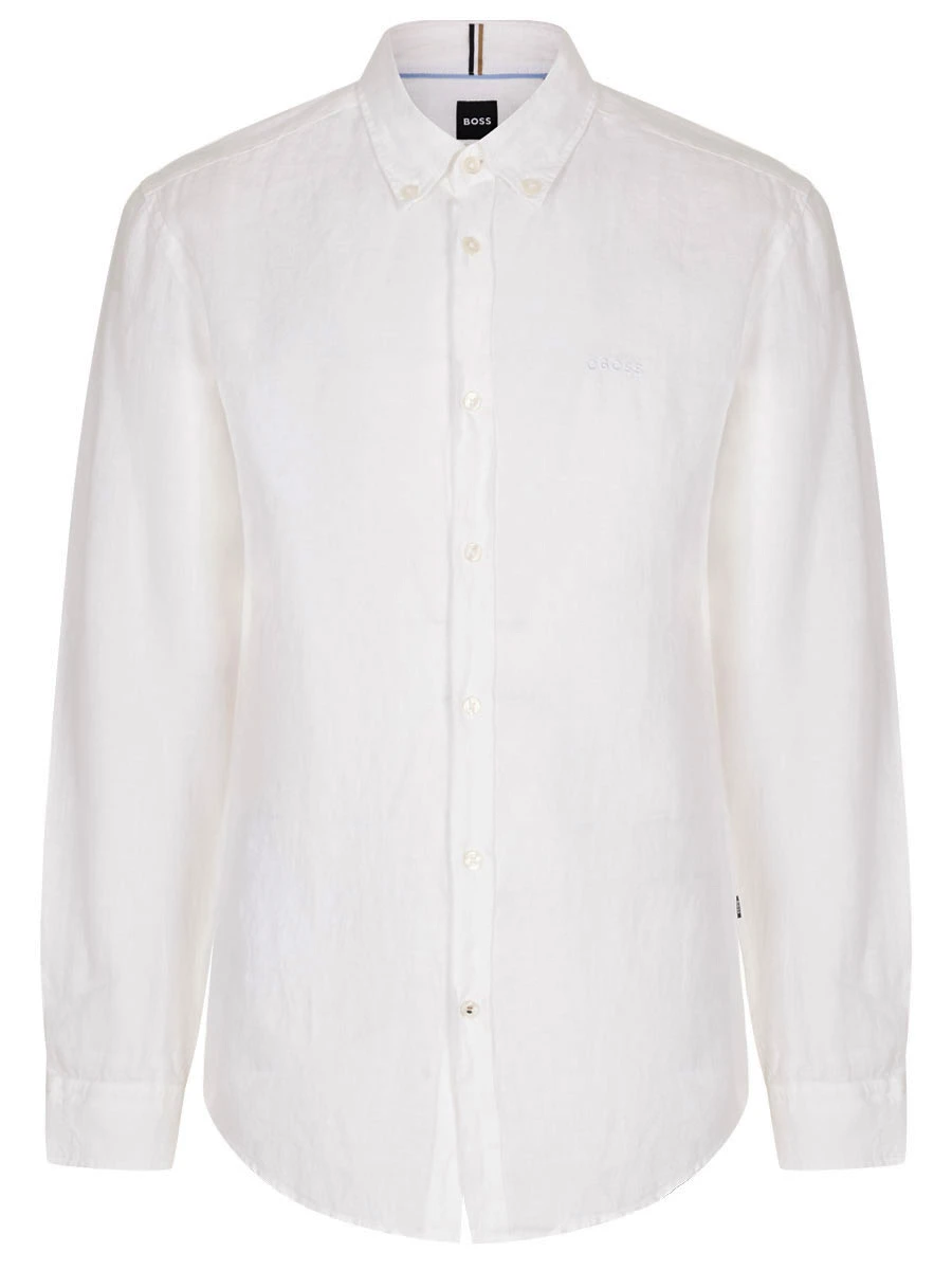 Рубашка Slim Fit льняная BOSS 50520283/100 Белый 