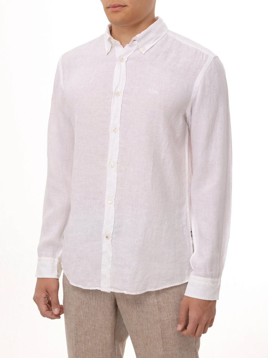 Рубашка Slim Fit льняная BOSS 50520283/100 Белый  Фото 4