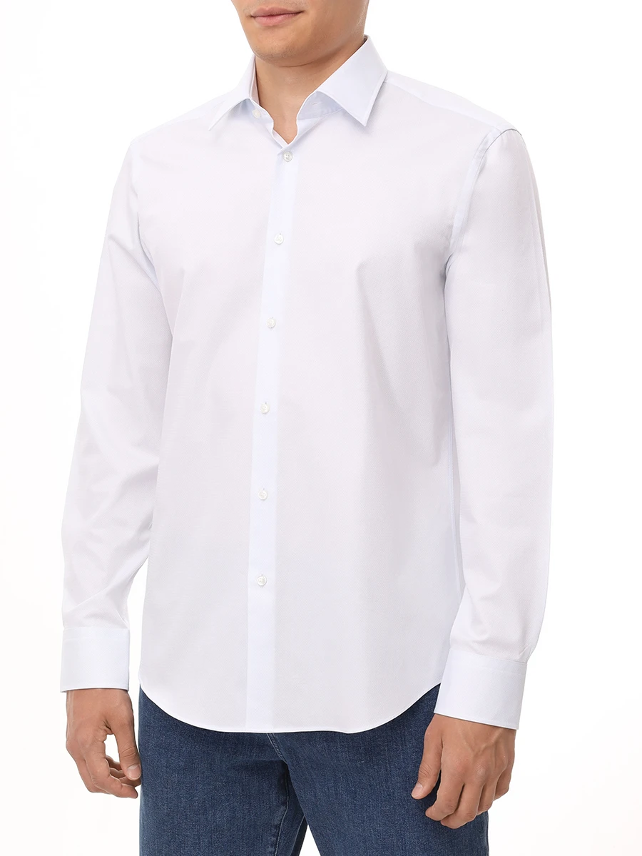 Рубашка Regular Fit хлопковая BOSS 50533979/100 Белый  Фото 4
