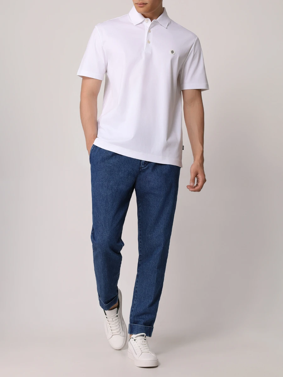 Поло хлопковое BOSS 50520297/100 Белый  Фото 2