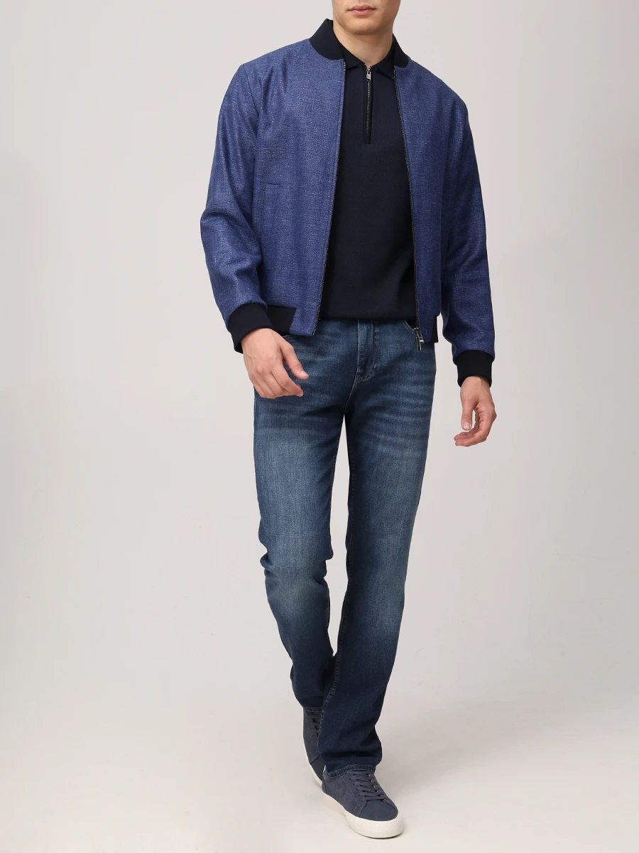 Джинсы Slim Fit хлопковые BOSS 50537390/419 Синий  Фото 2