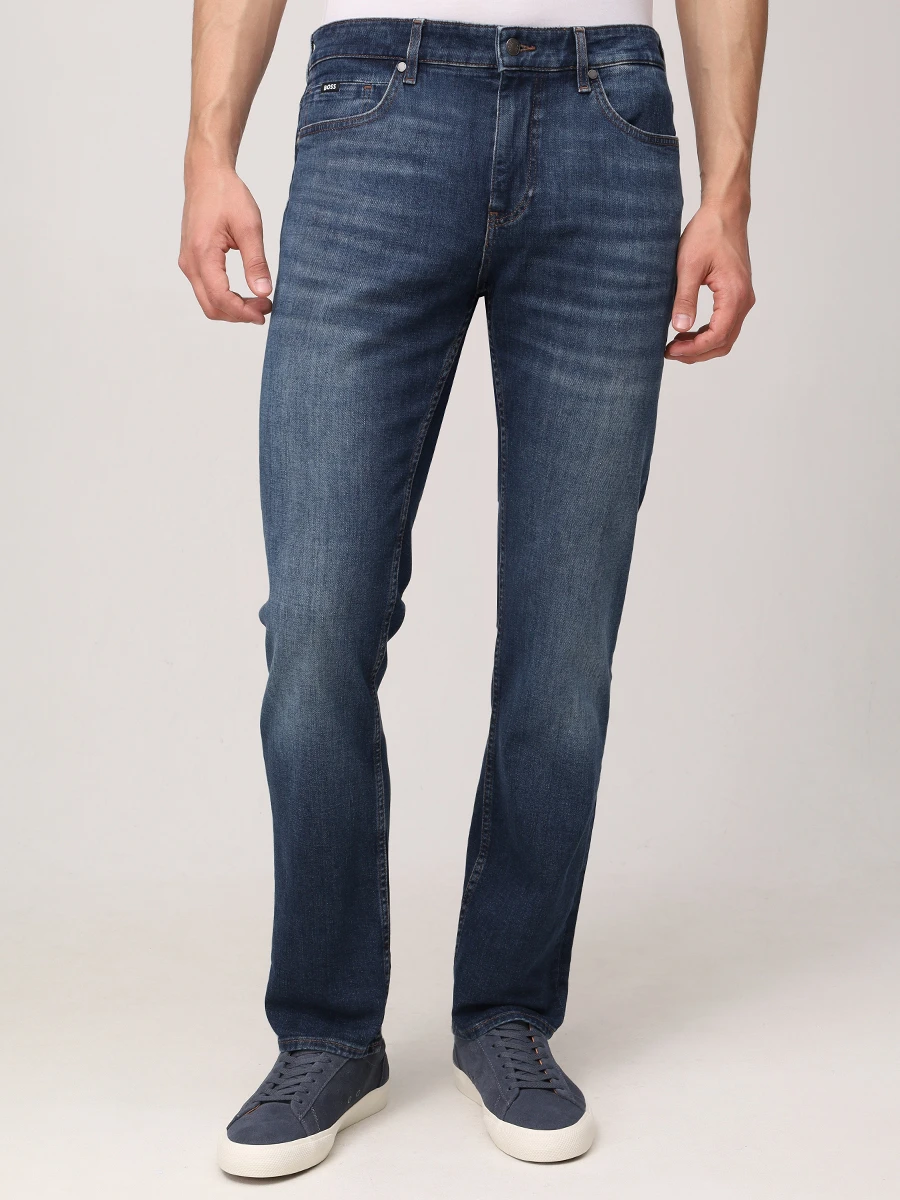 Джинсы Slim Fit хлопковые BOSS 50537390/419 Синий  Фото 4