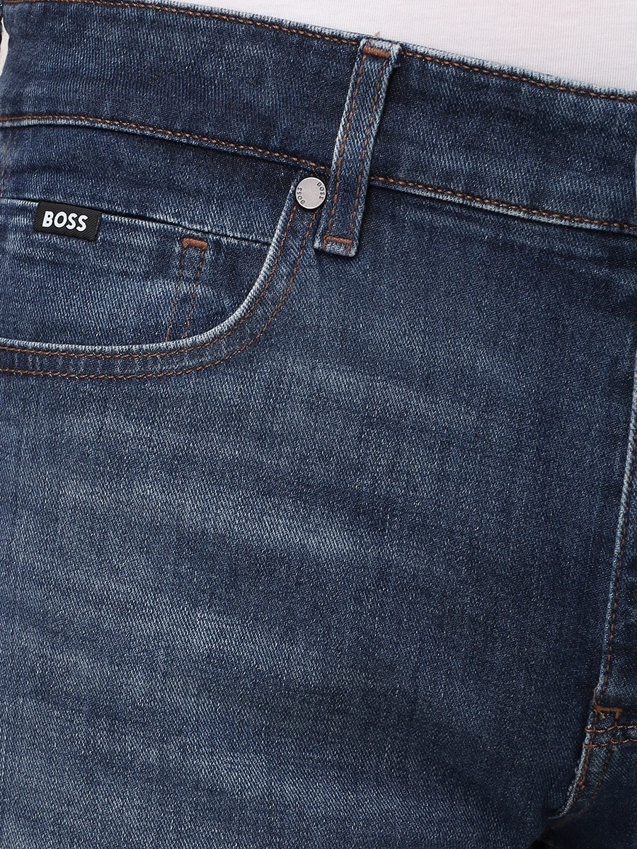 Джинсы Slim Fit хлопковые BOSS 50537390/419 Синий  Фото 6