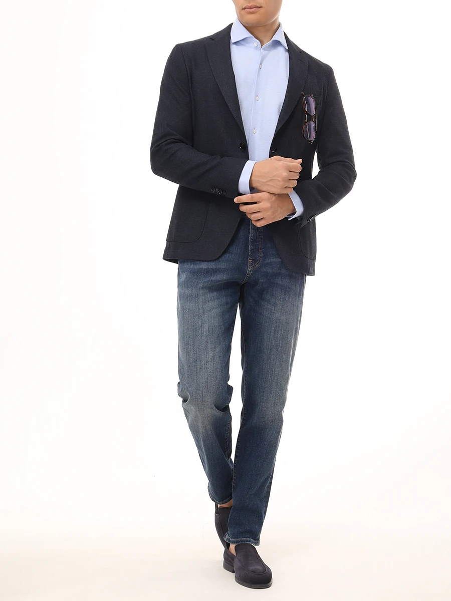 Рубашка Slim Fit хлопковая BOSS 50527675/450 Голубой  Фото 2