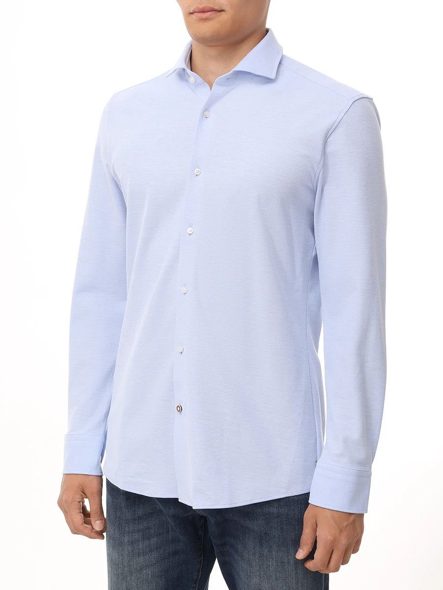 Рубашка Slim Fit хлопковая BOSS 50527675/450 Голубой  Фото 4