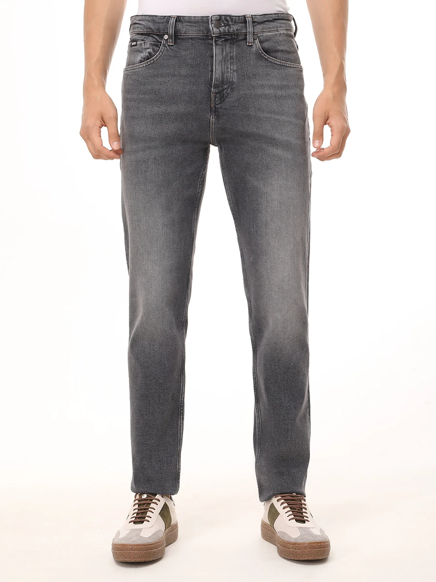 Джинсы Regular Fit хлопковые BOSS 50533154/014 Серый  Фото 4