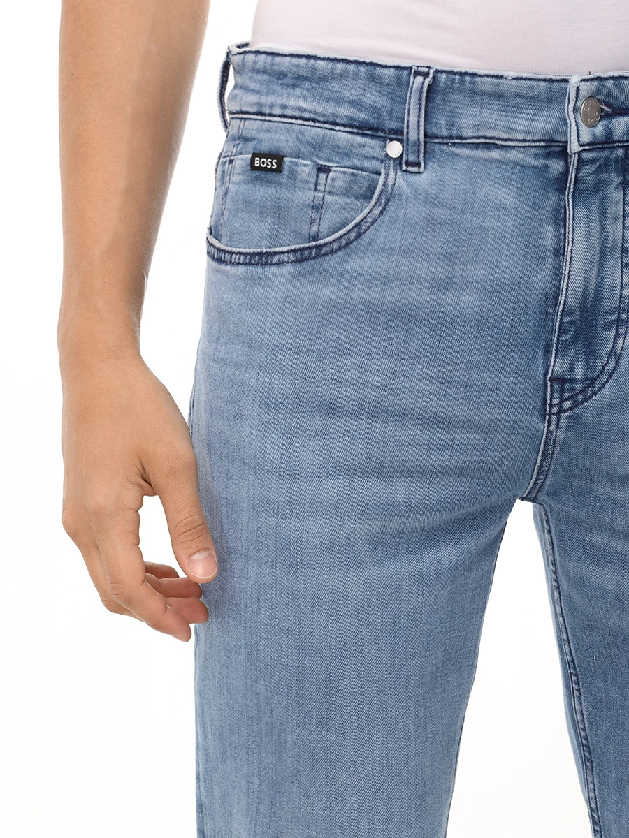 Джинсы Regular Fit хлопковые BOSS 50537422/439 Голубой  Фото 5