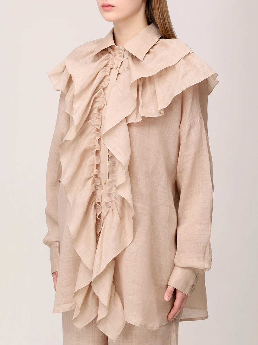 

Блуза с рюшами, Бежевый, SH3425_285/3