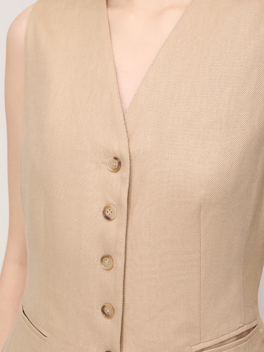 

Жилет льняной, Бежевый, SH3425_ 504/1