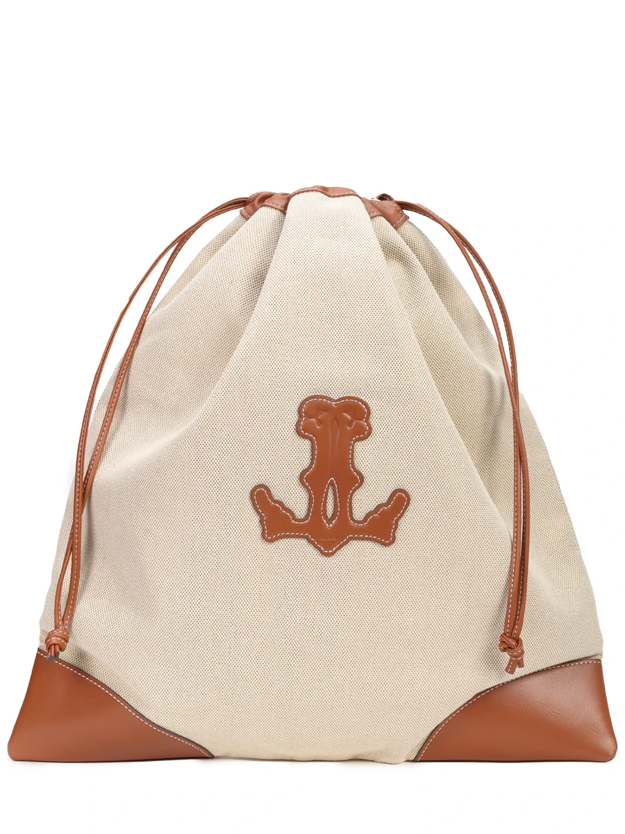 

Сумка из хлопка и кожи, Бежевый, S24.SAC.050.7000.101