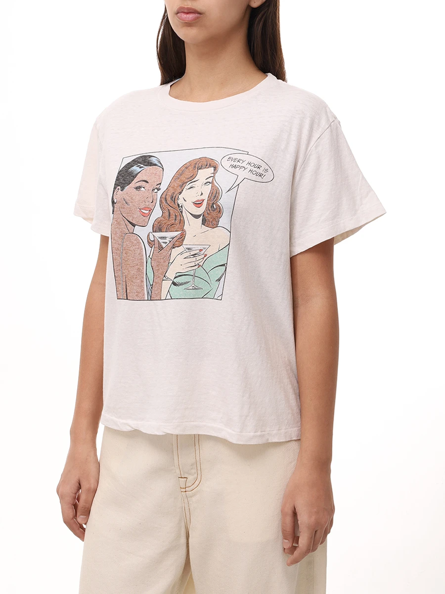 Футболка хлопковая REDONE 024-02WCGT315 Кремовый  Фото 4