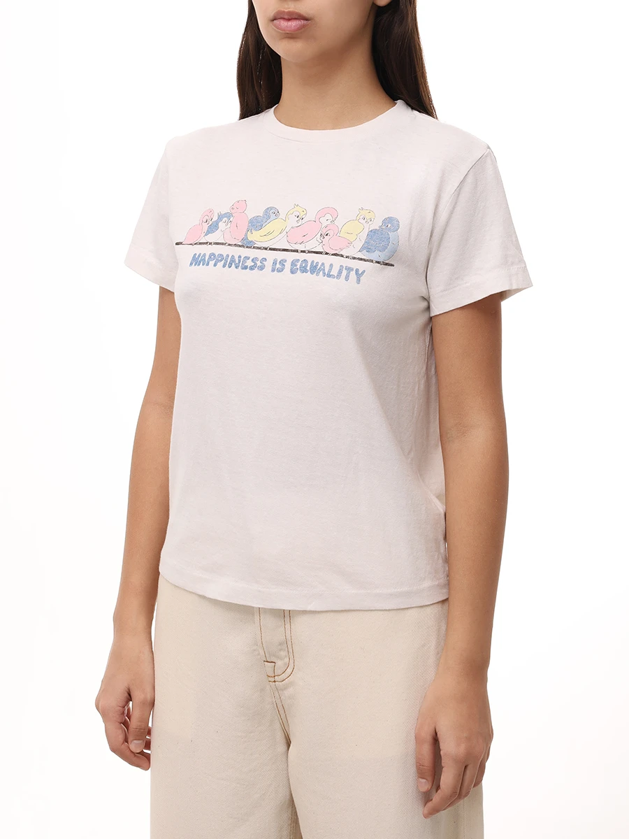 Футболка хлопковая REDONE 024-02WCGT325 Кремовый  Фото 4