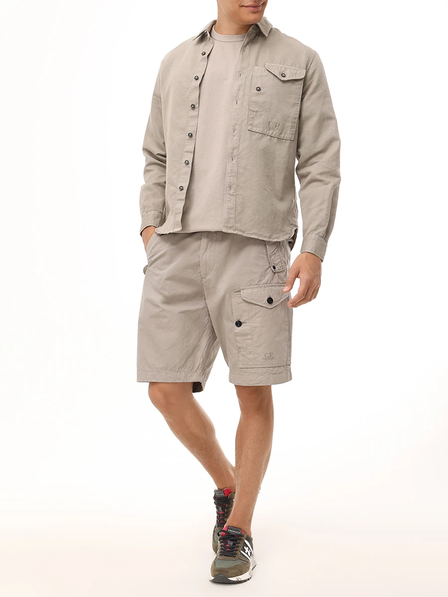 Шорты хлопковые CP COMPANY 18CMBE060A-006475G/327 Хаки  Фото 2