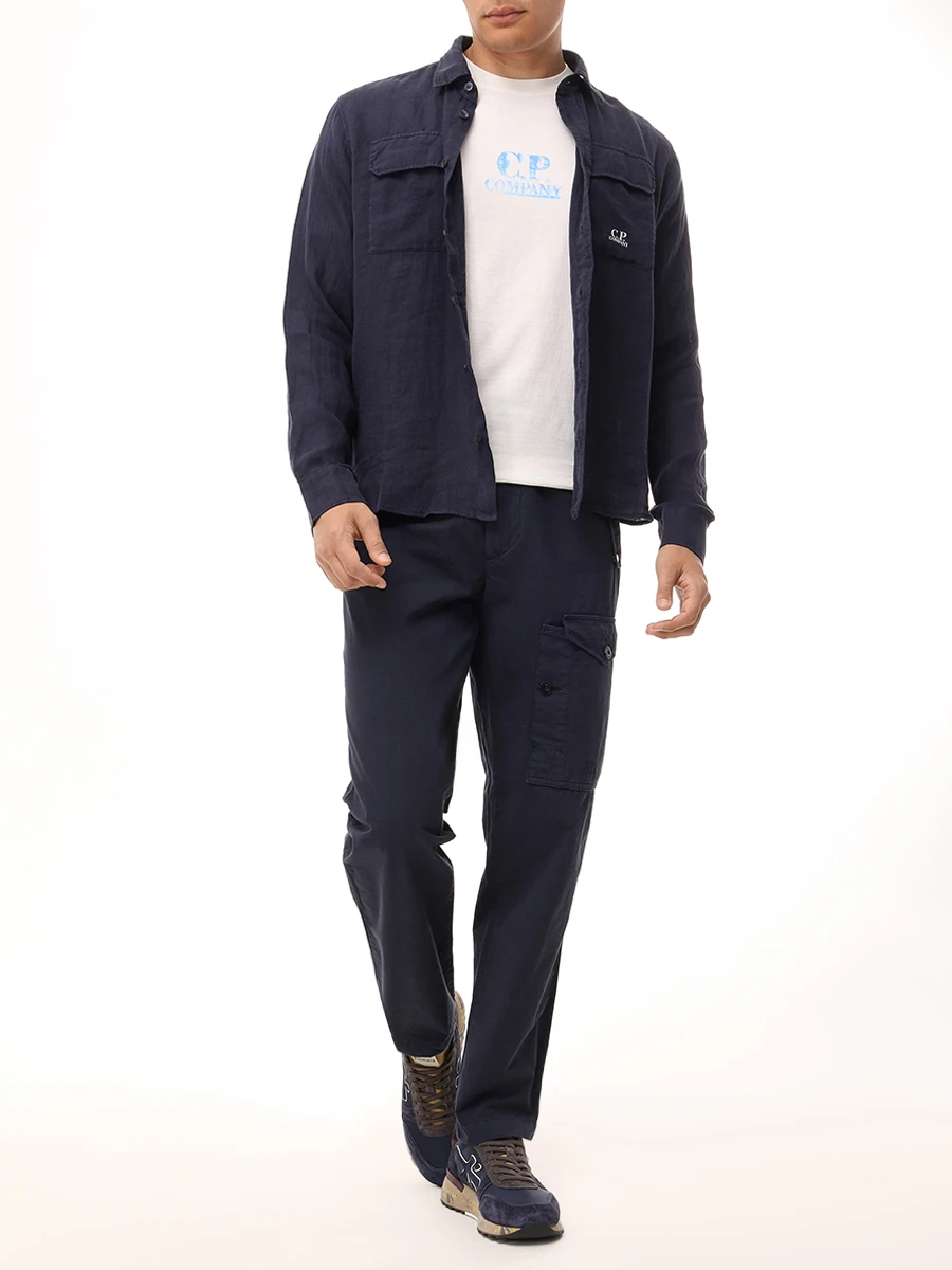 Брюки-карго хлопковые CP COMPANY 18CMPA059A-006475G/891 Синий  Фото 2