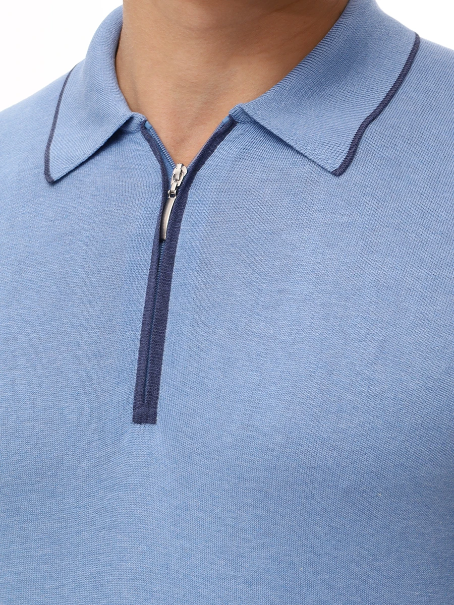 Поло шелковое GRAN  SASSO 43166/23506/530 Голубой  Фото 5