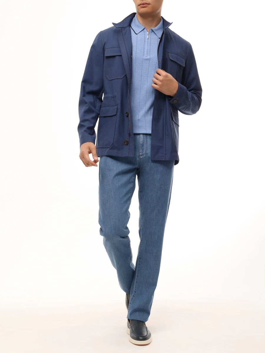 Поло шелковое GRAN  SASSO 43128/23510/530 Голубой  Фото 2