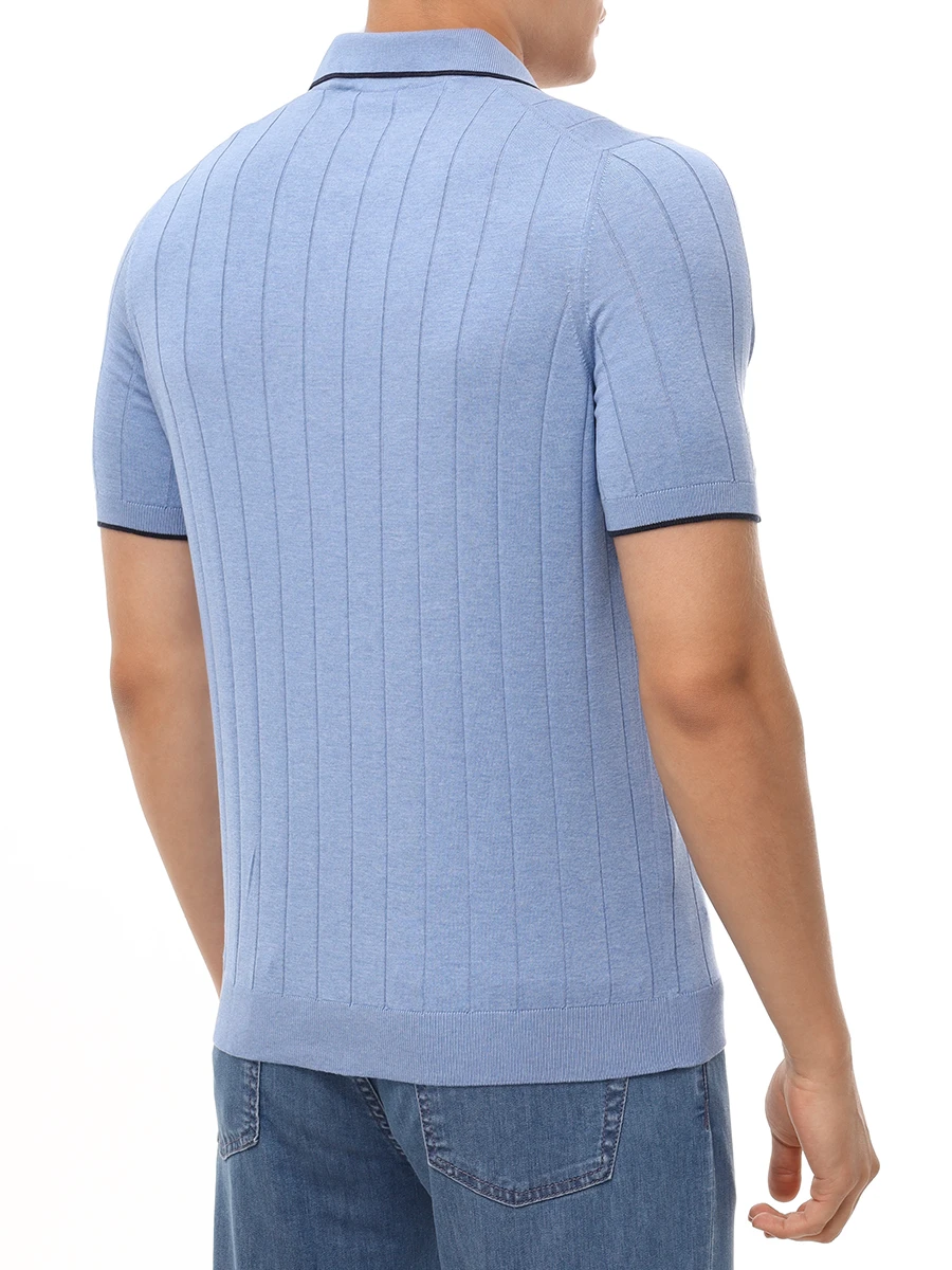 Поло шелковое GRAN  SASSO 43128/23510/530 Голубой  Фото 3