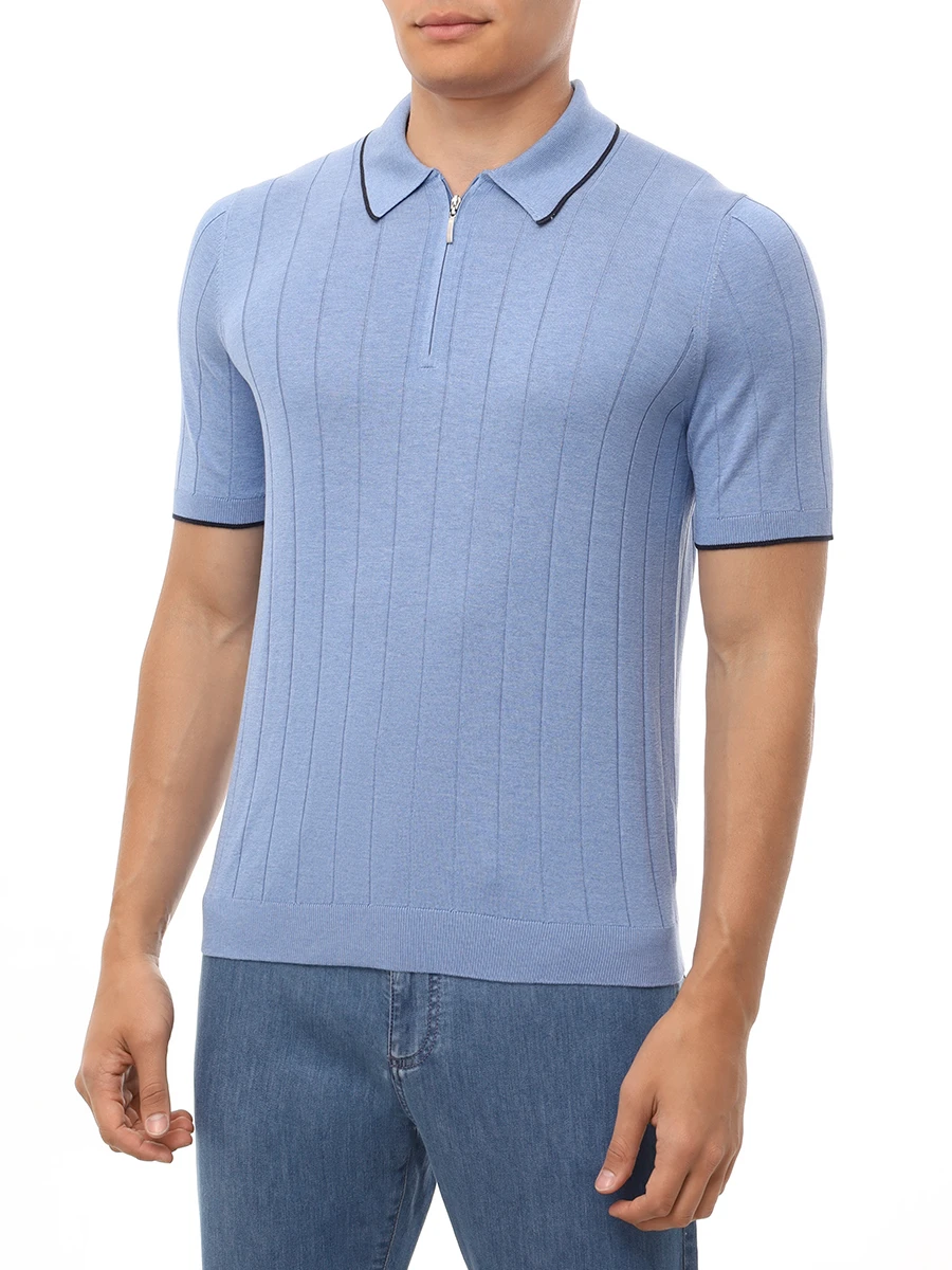 Поло шелковое GRAN  SASSO 43128/23510/530 Голубой  Фото 4
