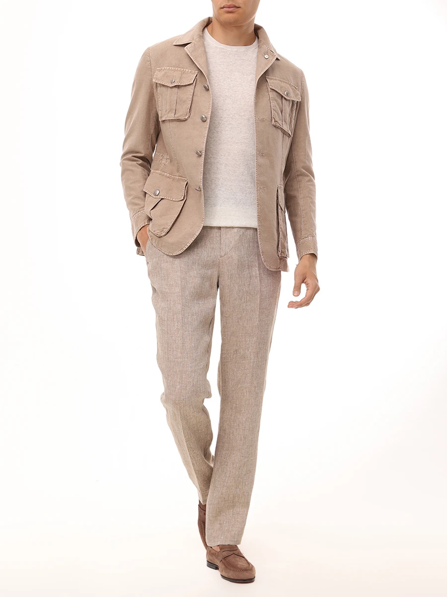 Брюки льняные BERWICH AN1801_DESERT_SPIAGGIA 20 Бежевый  Фото 2