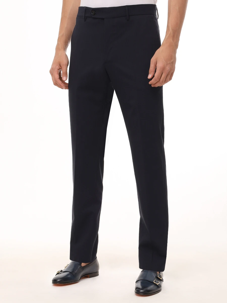 Брюки шерстяные BERWICH FA1755X_BLUE_VULCANO 195 Темно- Синий  Фото 4