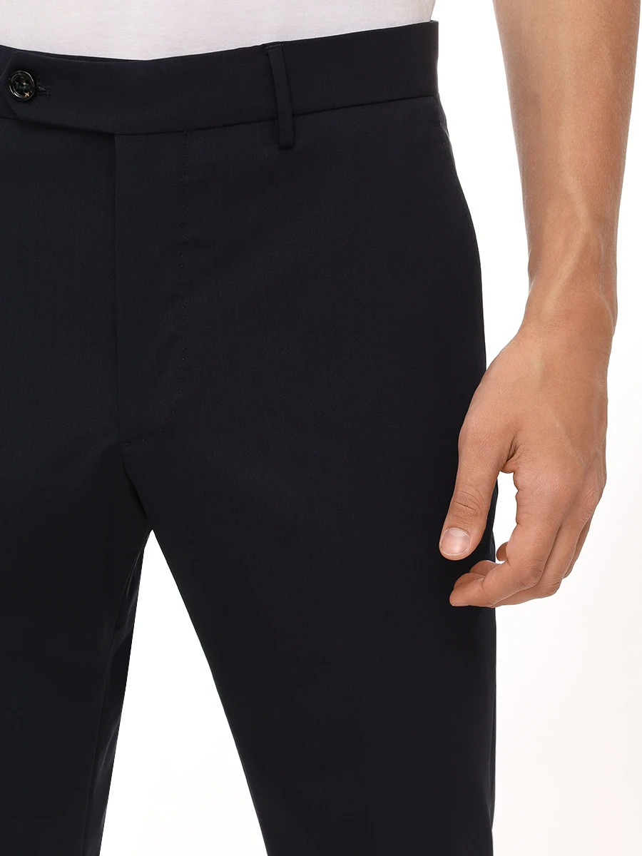 Брюки шерстяные BERWICH FA1755X_BLUE_VULCANO 195 Темно- Синий  Фото 5