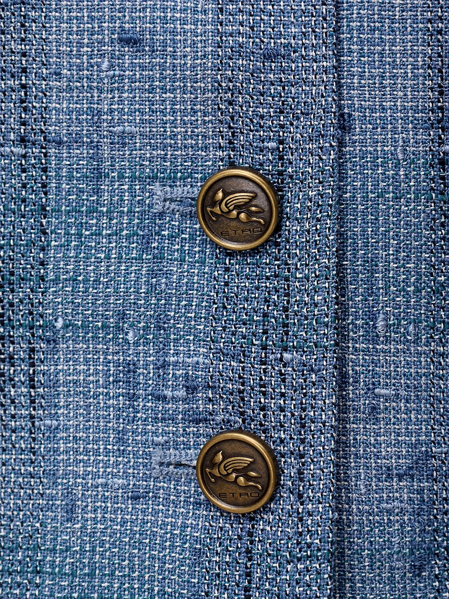 Жилет из льна и вискозы ETRO WRDA0006 99TTE36S9883 Голубой  Фото 6