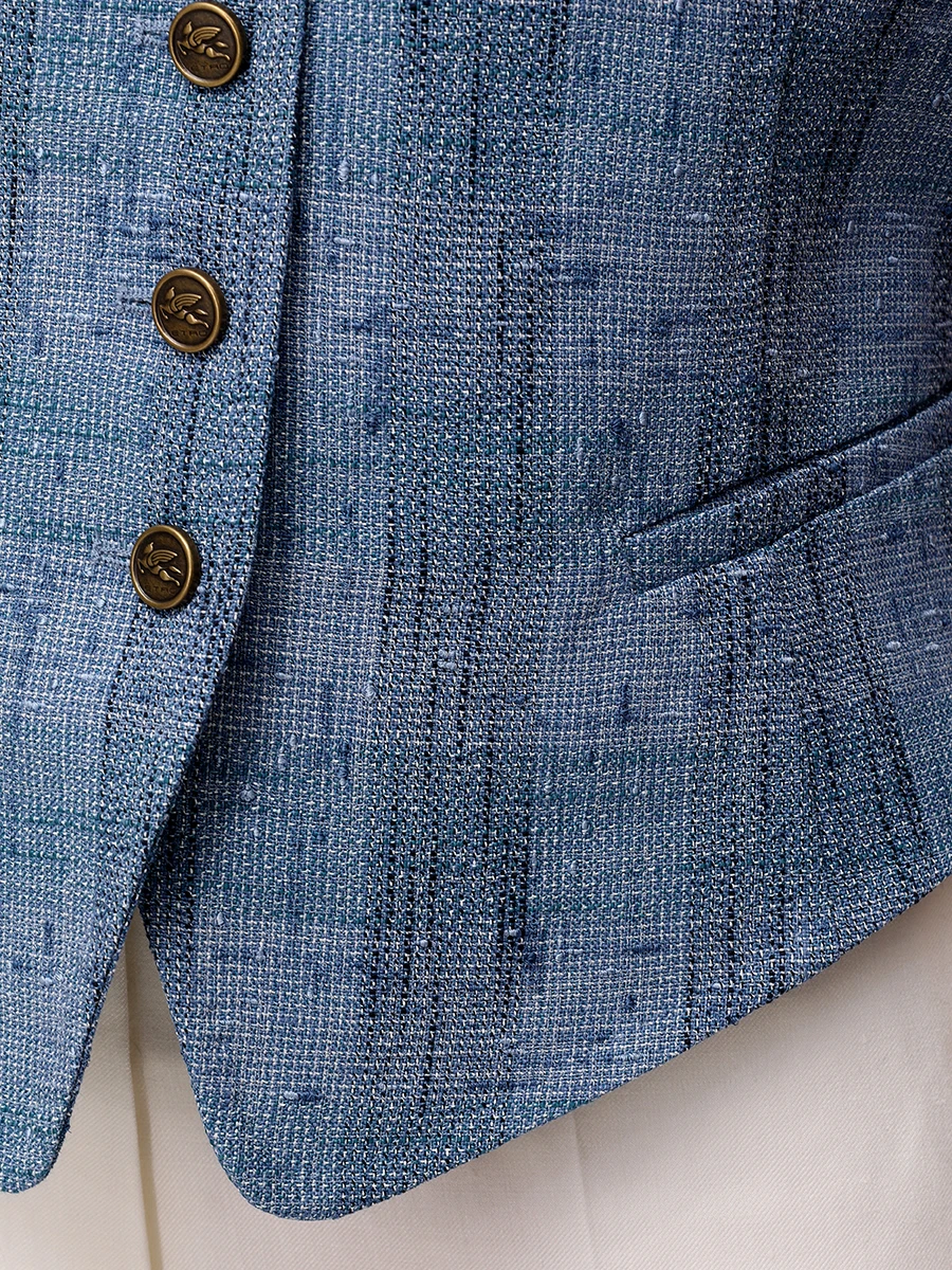 Жилет из льна и вискозы ETRO WRDA0006 99TTE36S9883 Голубой  Фото 5