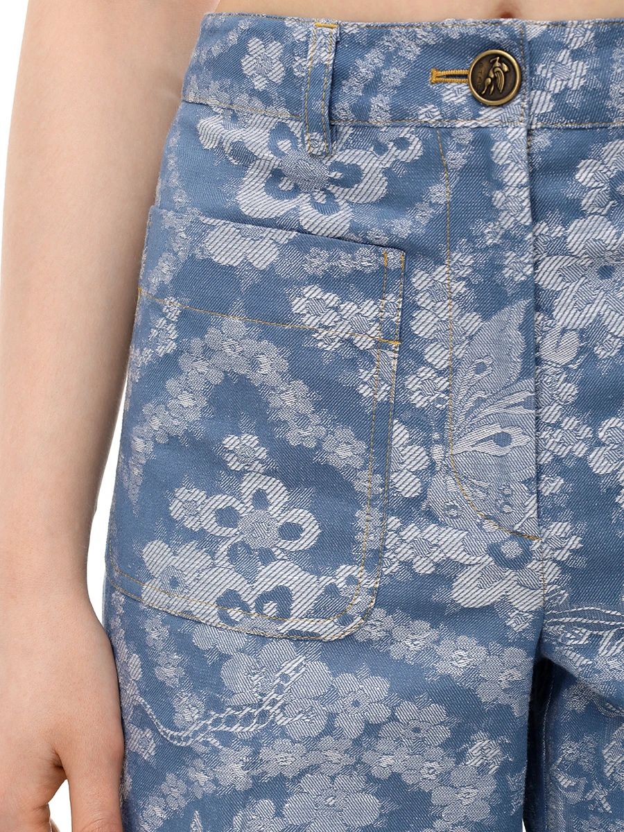Джинсы из хлопка и льна ETRO WREA0041 99TJEC0S9880 Голубой  Фото 5