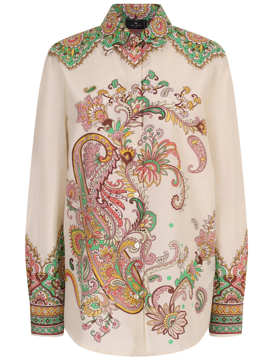 Рубашка из хлопка и шелка ETRO WRIA0013 AK779X0802 Кремовый 