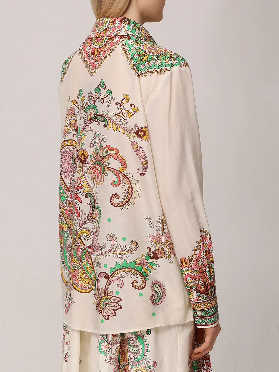 Рубашка из хлопка и шелка ETRO WRIA0013 AK779X0802 Кремовый  Фото 3