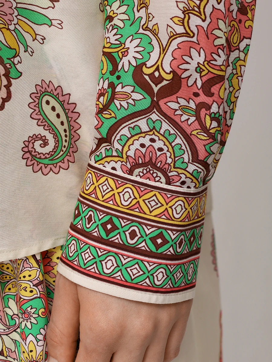 Рубашка из хлопка и шелка ETRO WRIA0013 AK779X0802 Кремовый  Фото 5