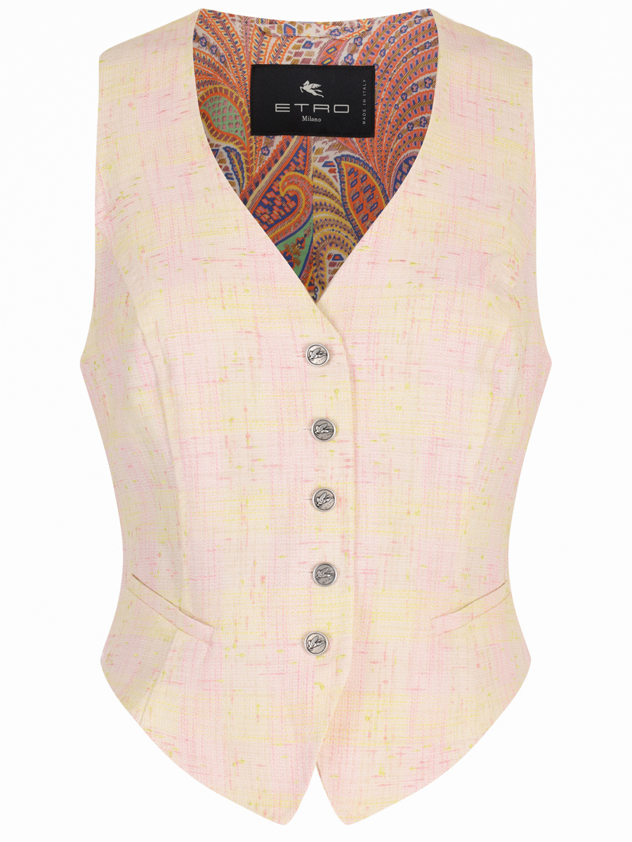 Жилет из льна и вискозы ETRO WRDA0006 99TTE36S9820 Желтый 